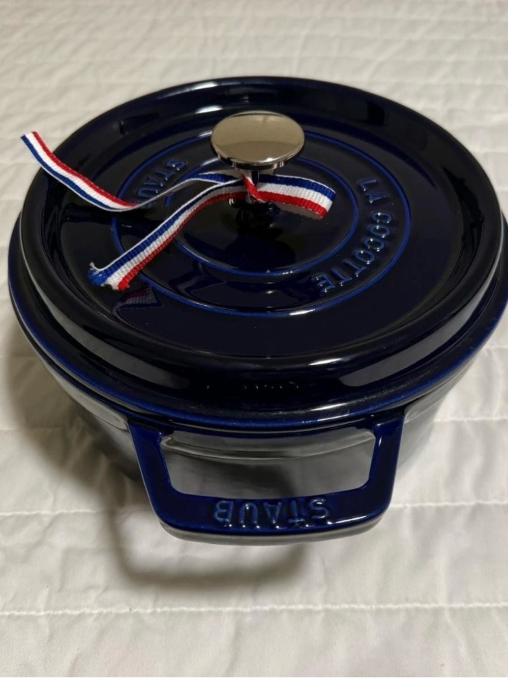Staub Dark Blue Enameled Cast Iron Round Dutch Oven 3 qt